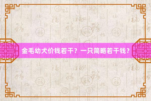 金毛幼犬价钱若干？一只简略若干钱？